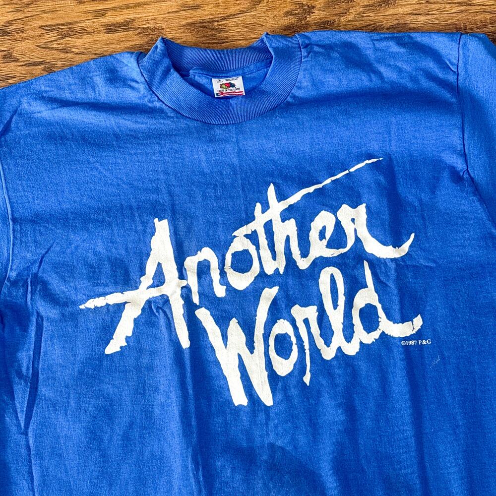 Vintage 1987 Another World Soap Opera P&G Blue T-Shirt Size Large